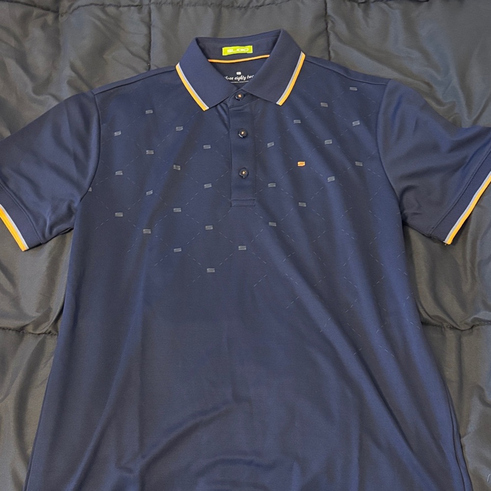 Elegant Navy Polo Shirt with Yellow Trim